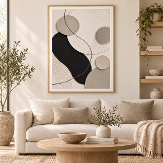 Poster Poised Circles | Minimal Abstract Plaster Art Prin