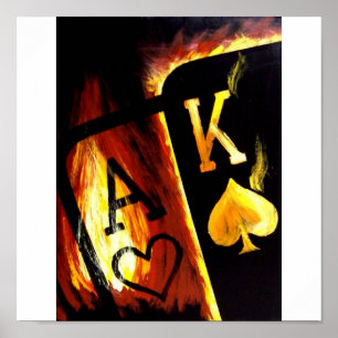 Pôster Poker Art Big Slick FLAMING ACE KING