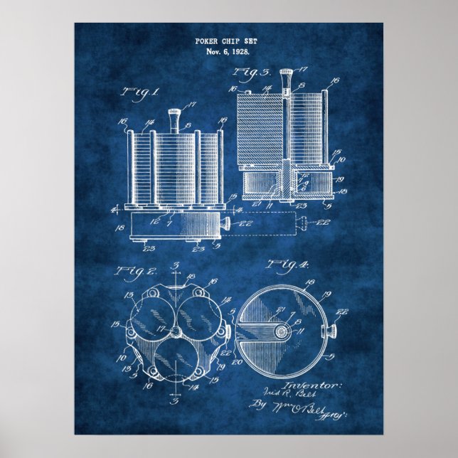 Poster Poker Chip Patent Design Wall Decor Art n.º 4 (Frente)