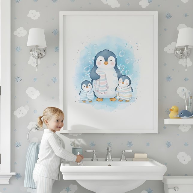 Poster Polar Bath Time Kids Bathroom Wall Art (Criador carregado)