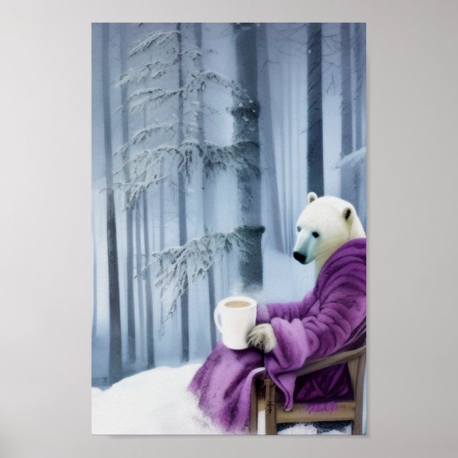 Poster Polar Bear Drinking Coffee (Frente)
