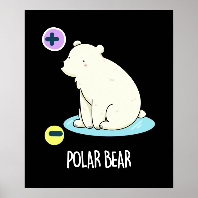 Poster Polar Bear Funny Science Pun Dark BG (Frente)