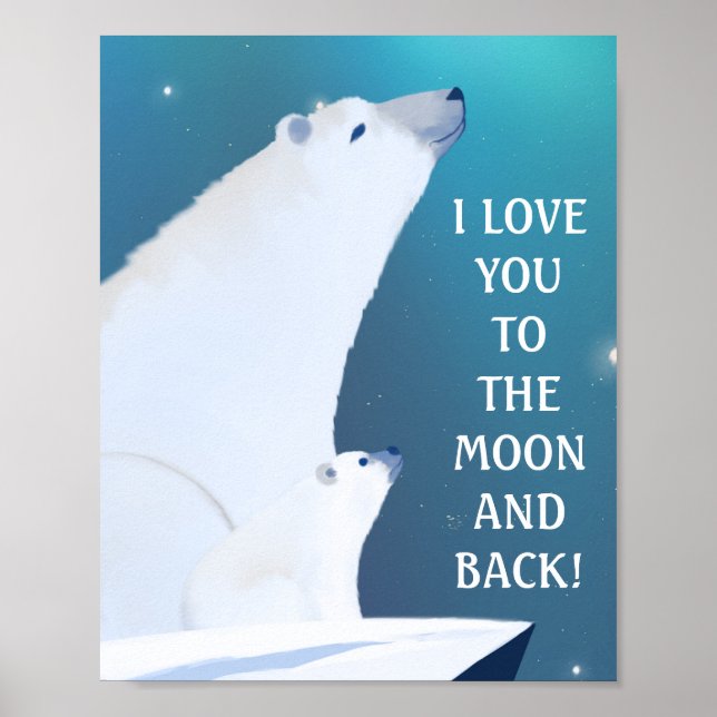 Poster  Polar Bear Love Northern Light Winter (Frente)
