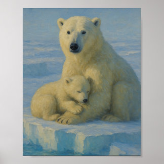 Poster Polar Bear Mom & Cub 