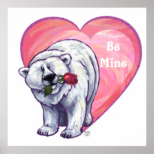 Pôster Polar Bear Valentine's Day (Frente)