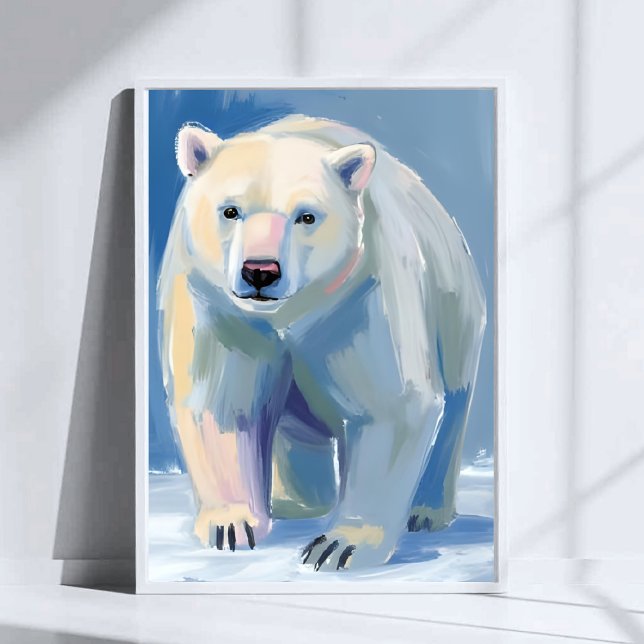 Poster Polar Bear | Watercolor Winter Animal Painting (Criador carregado)