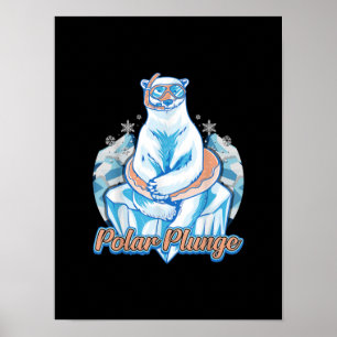Poster Polar Plunge Ice Jump Engraçado Urso Polar Engra