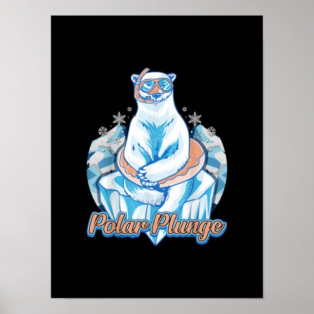 Poster Polar Plunge Ice Jump Engraçado Urso Polar Engraça (Frente)