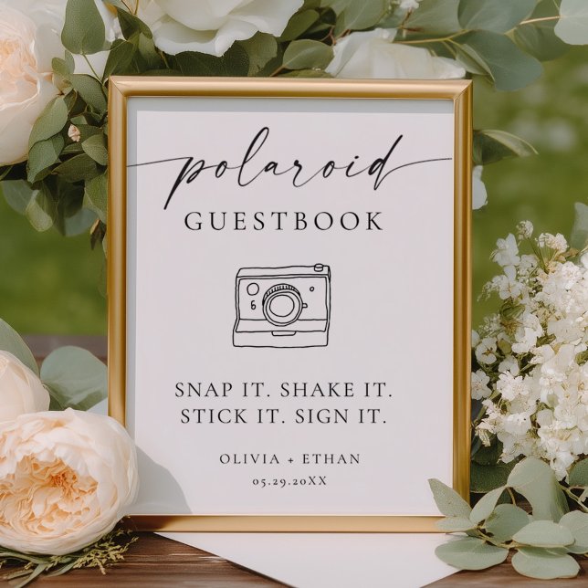 Poster Polaroid Photo Wedding Guestbook Sign (Polaroid Photo Wedding Guest Book Sign)