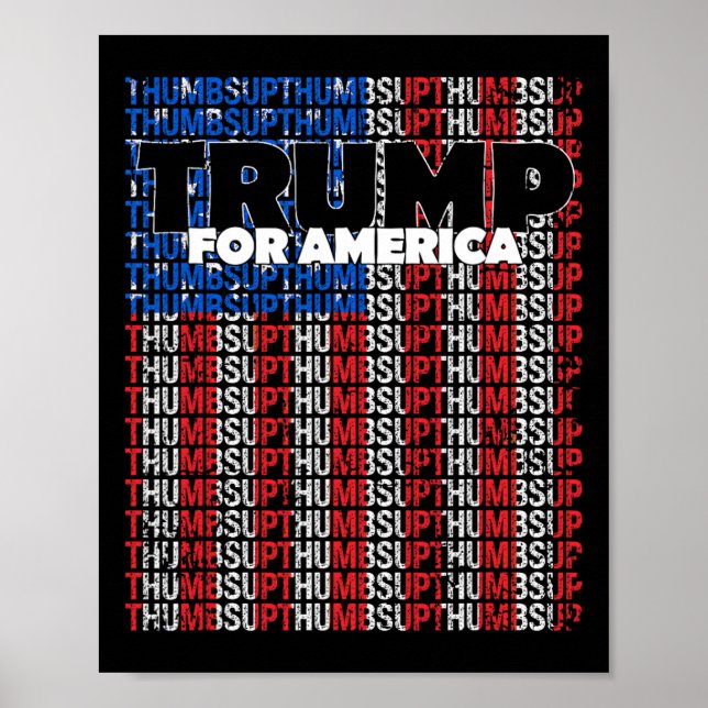 Poster Polegar Para Cima Para A Bandeira Dos EUA Da Améri (Frente)