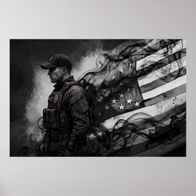 Poster Police Officer Patriotic Law Enforcement Tribute (Frente)