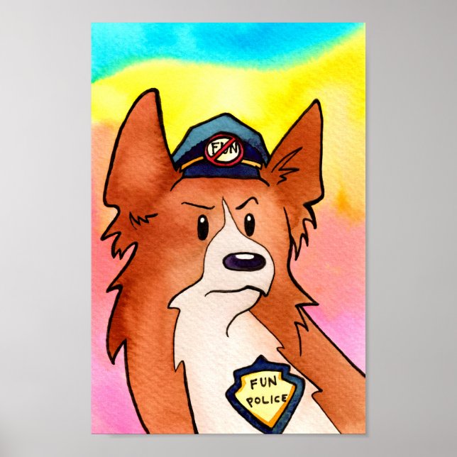 Poster Polícia de Diversão Corgi (Frente)