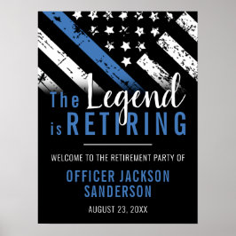 Poster Polícia de Linha Azul Fino da Polícia