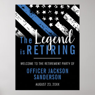 Poster Polícia de Linha Azul Fino da Polícia