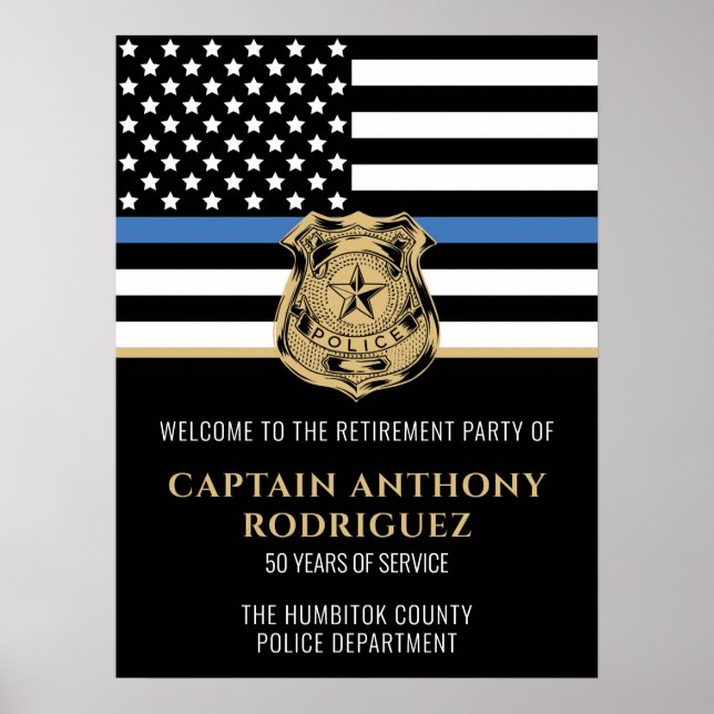 Poster Polícia de Linha Azul Fino da Polícia (Frente)