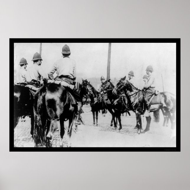 Pôster Polícia em Pittsburgh esperando a Greve do Carvão  (Frente)