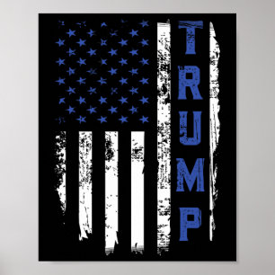 Poster Polícia Trump Linha Azul Fina Republicano Polícia