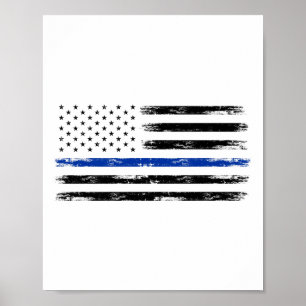 Poster Policial Americano Flag Thin Blue Line