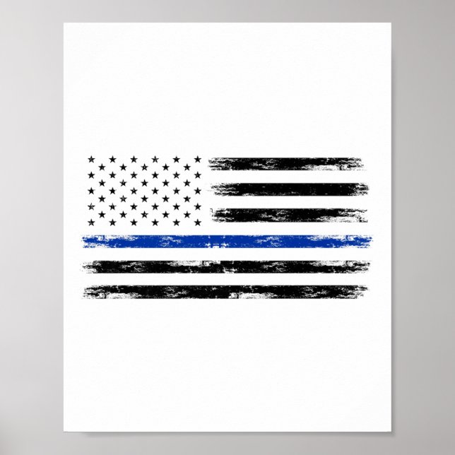 Poster Policial Americano Flag Thin Blue Line (Frente)