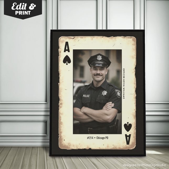 Poster Policial Personalizado Arte de Muro de Presente, Á (Custom Police Officer Gift Wall Art, Ace of Spades Poster)
