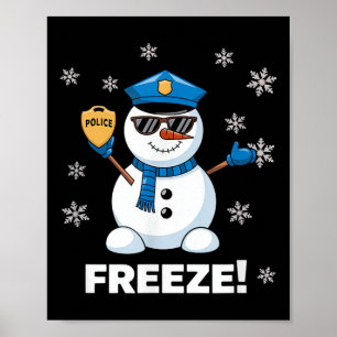 Poster Policial Snowman Congelou Festa de Natal Xmas
