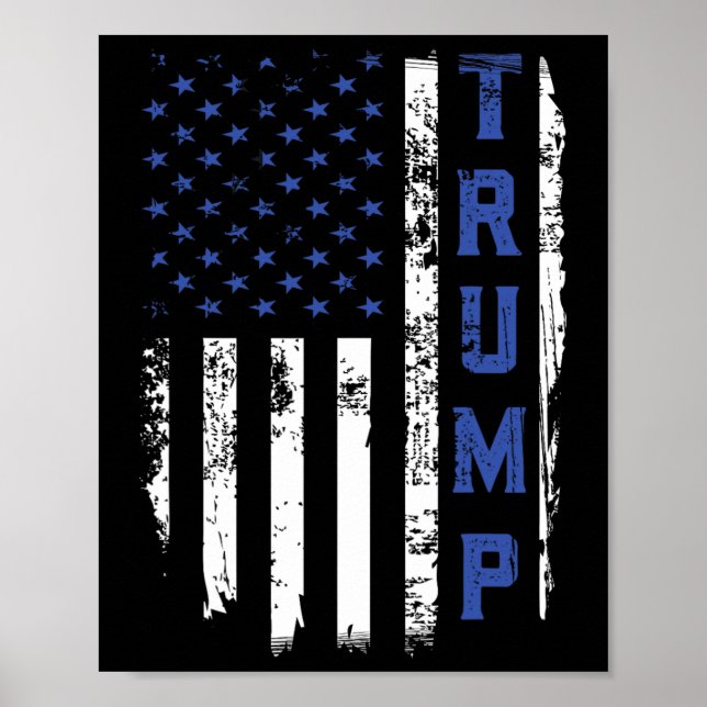 Poster Policial Thin Blue Line Republican Policial Usa Ba (Frente)