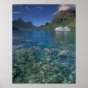 Pôster Polinésia Francesa, Moorea. Baía de Cooks. Navio c