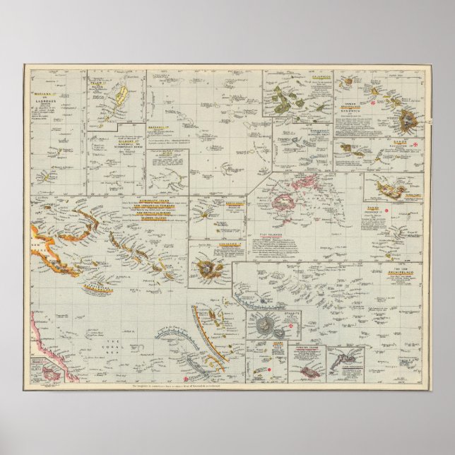 Pôster Polinésia, Ilhas do Pacífico (Frente)