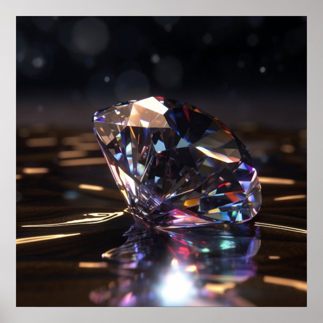 Poster Polished diamond, shiny gemstone zoom (Frente)