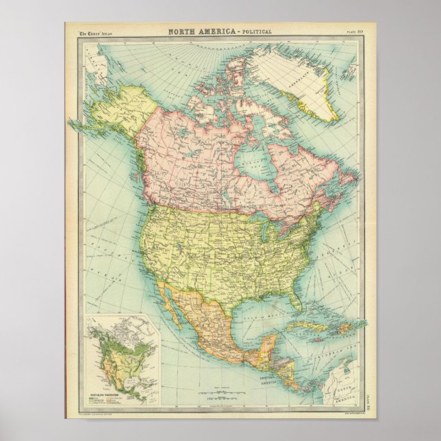 Pôster Política da América do Norte (Frente)