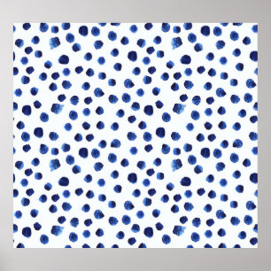 Poster Polka Azul: Ponto de Aquarela Sem Vista.