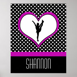 Poster Polka-Dot Clássico Monograma Cor-de-Rosa Quadrada 