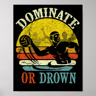 Poster Polo De Água Retroativa Dominado Ou Afogado