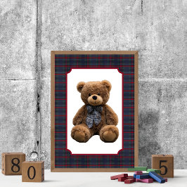 Poster Polo Teddy Bear Tartan Plaid Baby Boy Kids Nursery