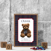Polo Teddy Bear Tartan Plaid Baby Name Birth Stats