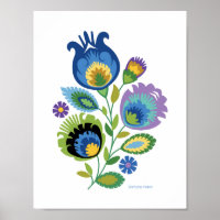Polonês Floral Dark Blue Papercut Design