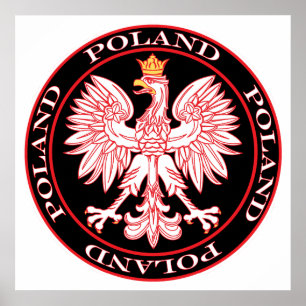 Pôster Polonês redondo Eagle do vermelho