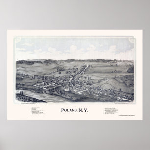 Pôster Polônia, mapa panorâmico de NY - 1890
