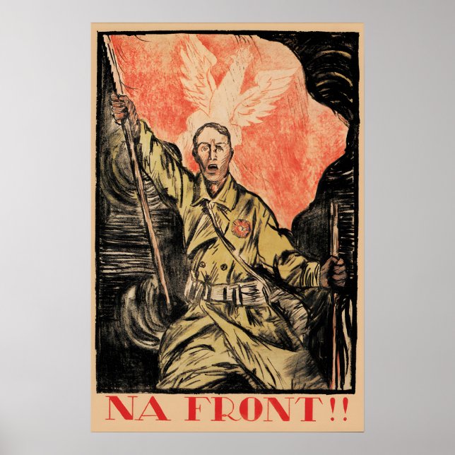 Poster Polônia Propaganda Guerra Polono-Soviética Década  (Frente)