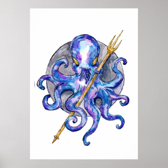 Poster Polvo com Tridente Aquarela (Frente)