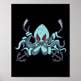 Poster Polvo de Hóquei no Gelo Lula Oceano Monstro Marinh