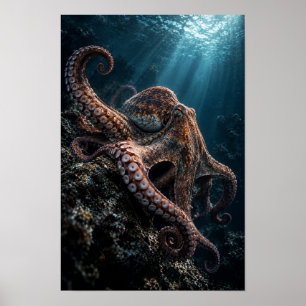 Poster Polvo em Recife Rochoso em Água Marinha Azul Profu