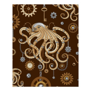 Pôster Polvo Steampunk Retro Fantasia Mecânica