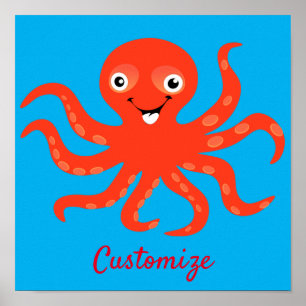 Poster Polvo Trovão de Octopus Cortado Vermelho Sorrente