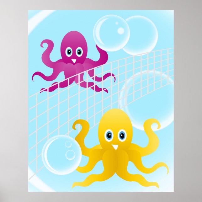 Poster Polvos engraçados jogando voleibol (Frente)