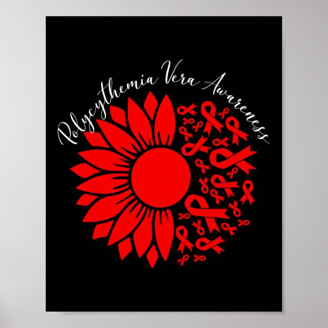 Poster Polycythemia Vera Awareness Red Sunflower Mpn Bloo (Frente)