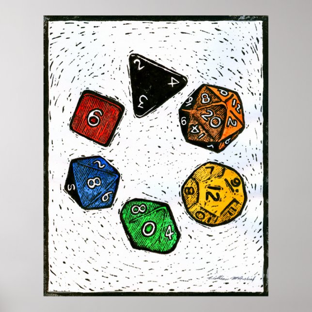 Pôster Polyhedron_dice-círculo-lino-Outland_Arts-17 pol-3 (Frente)