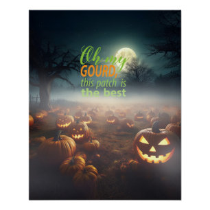 Pôster Pomar de Abóboras Assustadoras de Halloween