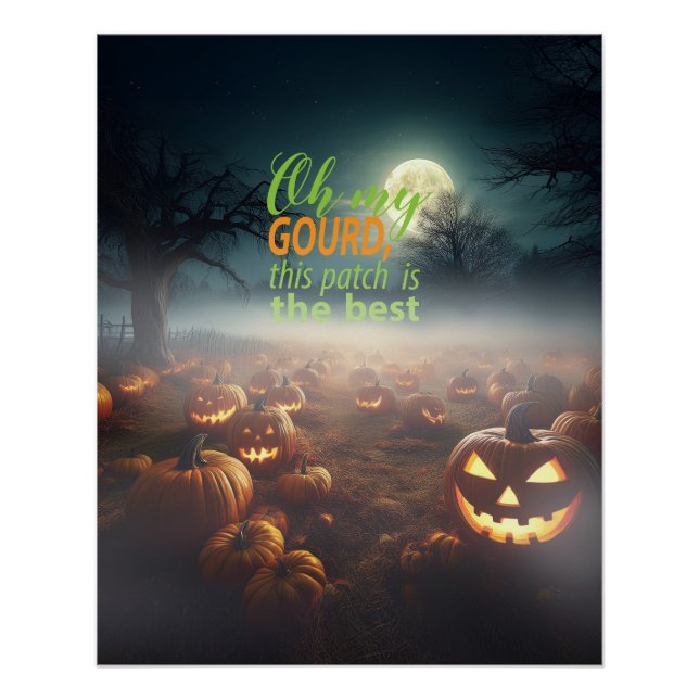 Pôster Pomar de Abóboras Assustadoras de Halloween (Frente)