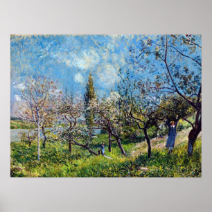 Poster Pomar de Alfred Sisley no primavera
